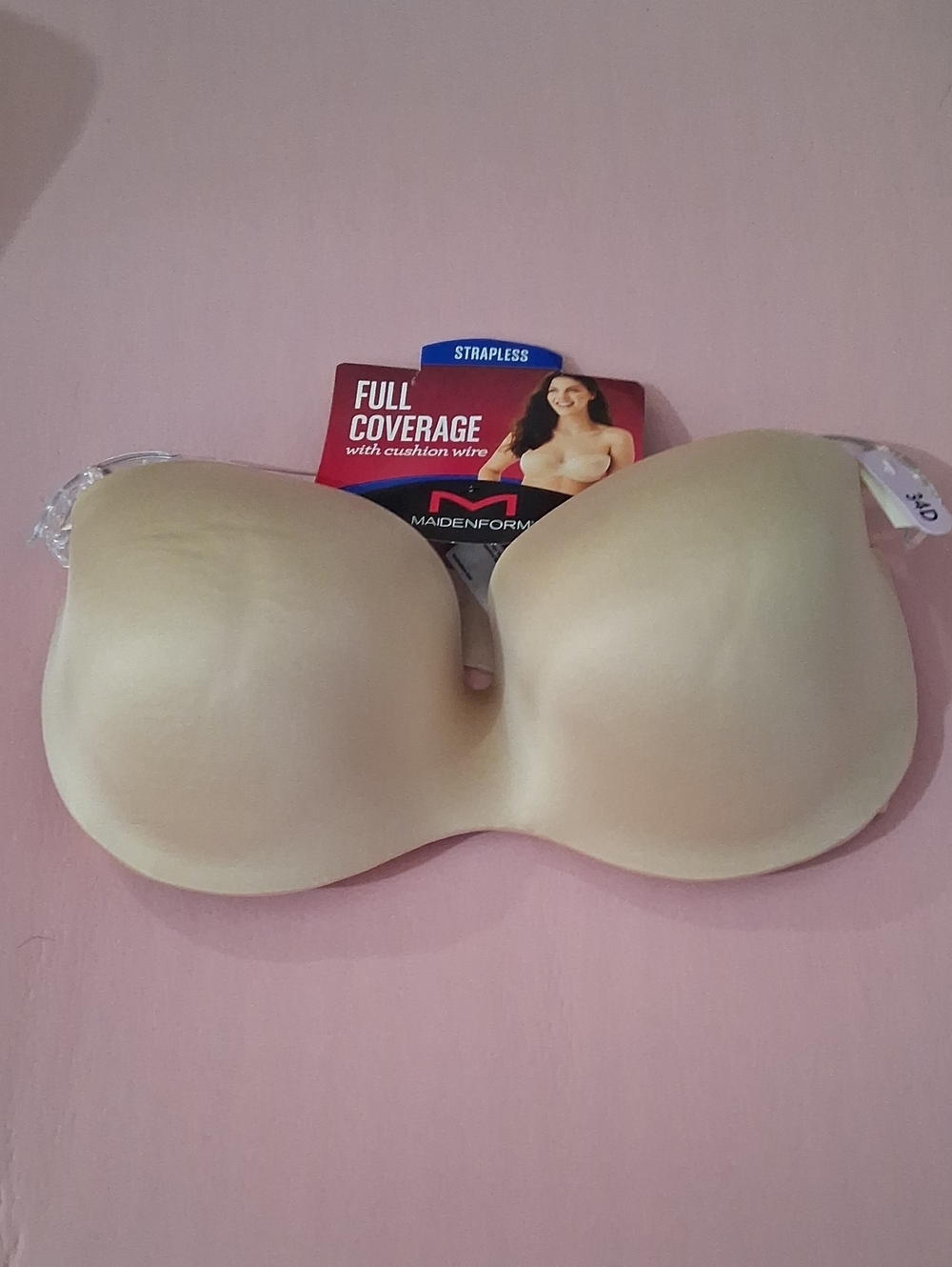 Maidenform 34D Strapless Full Coverage Bra in Nude Beige